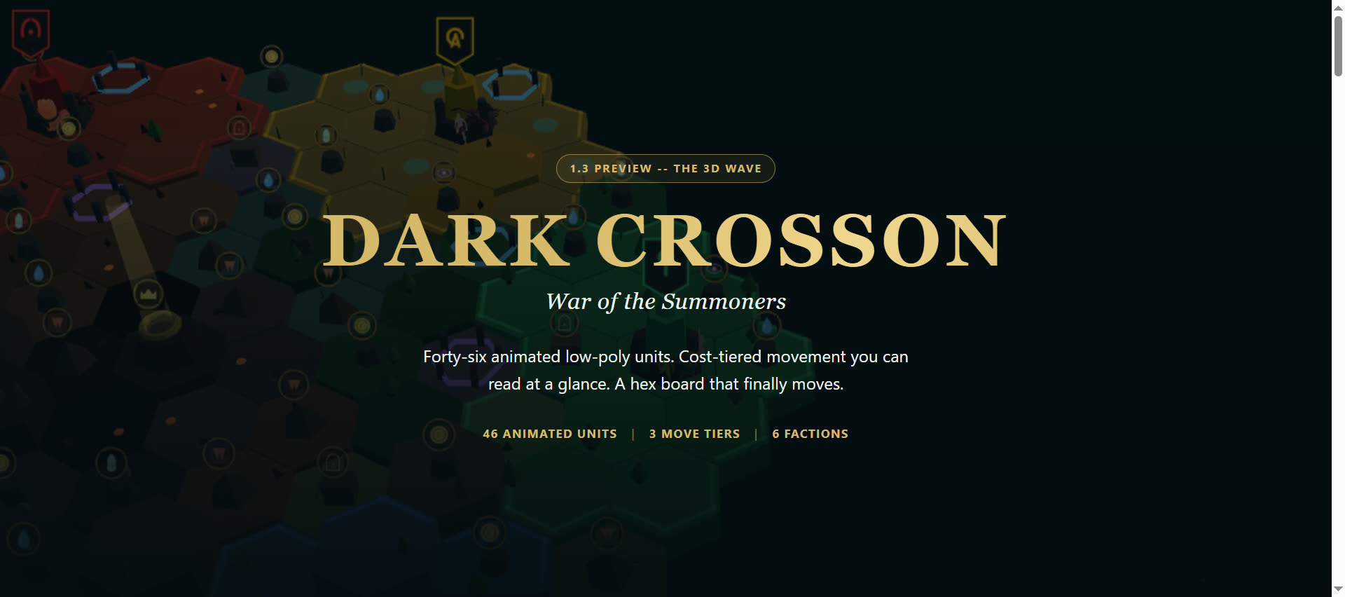 Dark Crosson: War of the Summoners - 3D hex battle board