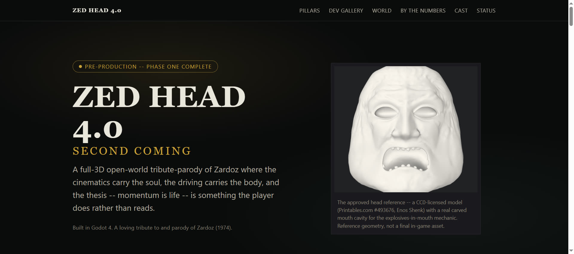 Zed Head 4.0: Second Coming - development sizzle page