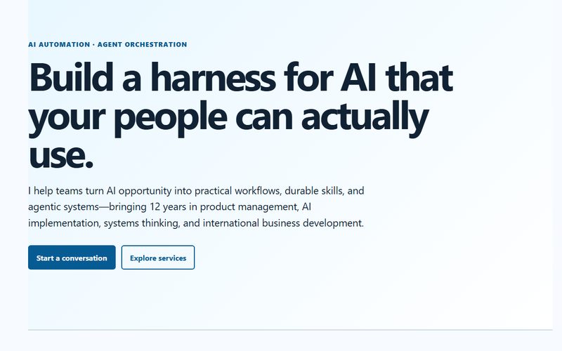 geoffcaffo.com: 'Build a harness for AI that your people can actually use.'